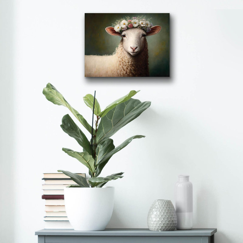 «Sheep Queen» par Seven Trees Designs, art mural en verre acrylique, H 12 po x l 16 po x P 0,13 po