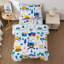 Ensemble de literie pour tout-petits 4 pièces pour bébés garçons, véhicules de camion d'arbre et pelles imprimées, comprend un édredon, un drap plat, un drap-housse et une taie d'oreiller, bleu