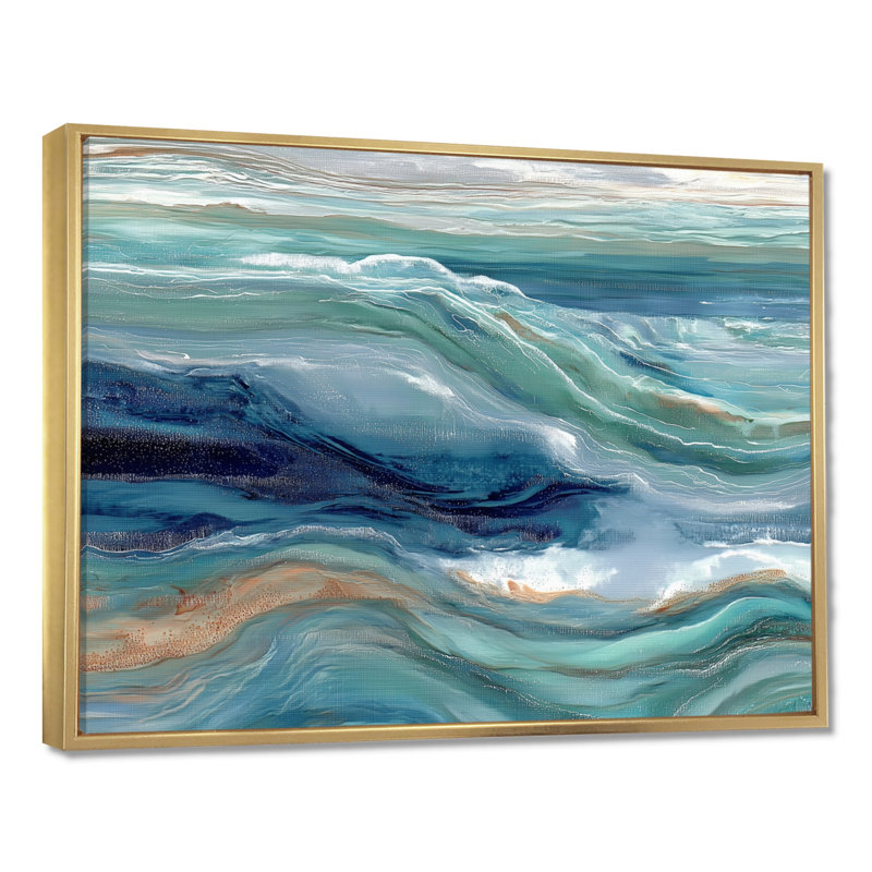 «Green River», art mural vert, impression sur toile, H 34 po x l 44 po, Cadre flottant, Doré