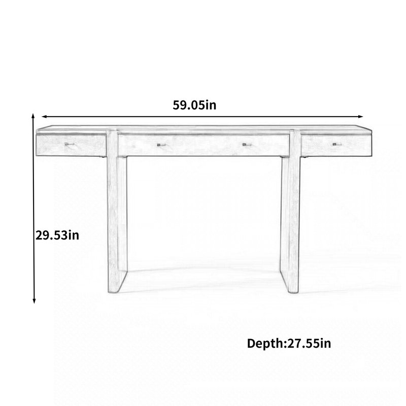 Tiroir de table rectangulaire de style médiéval, 29.53" H x 59.05" W x 27.55" D