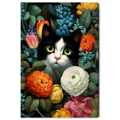 «Secret Garden Cat», reproduction d'art sur toile par Art Remedy