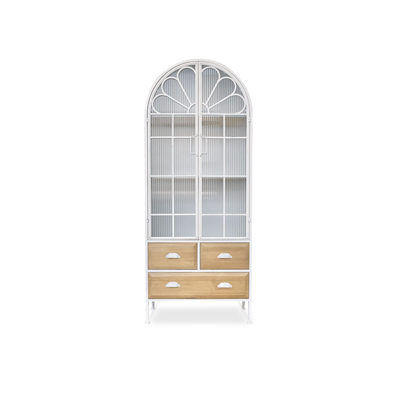 White + Burlywood Solid Wood Display Cases