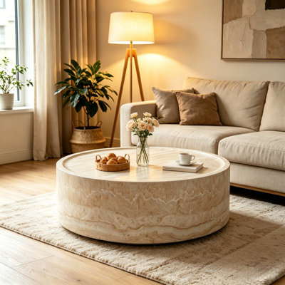 Minimalist Round Fiberglass Coffee Table