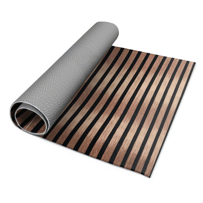 Tapis intérieur / extérieur gris HorizontalStripes, Rectangle 9 pi x 12 pi