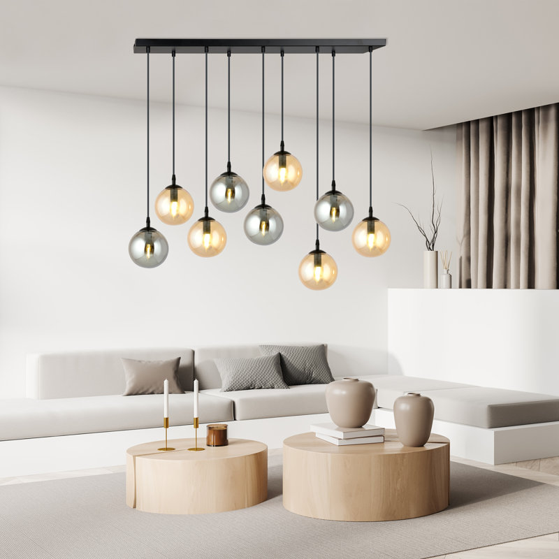 Cadesha 9 - Light Black Cluster Pendant, Graphite/Amber