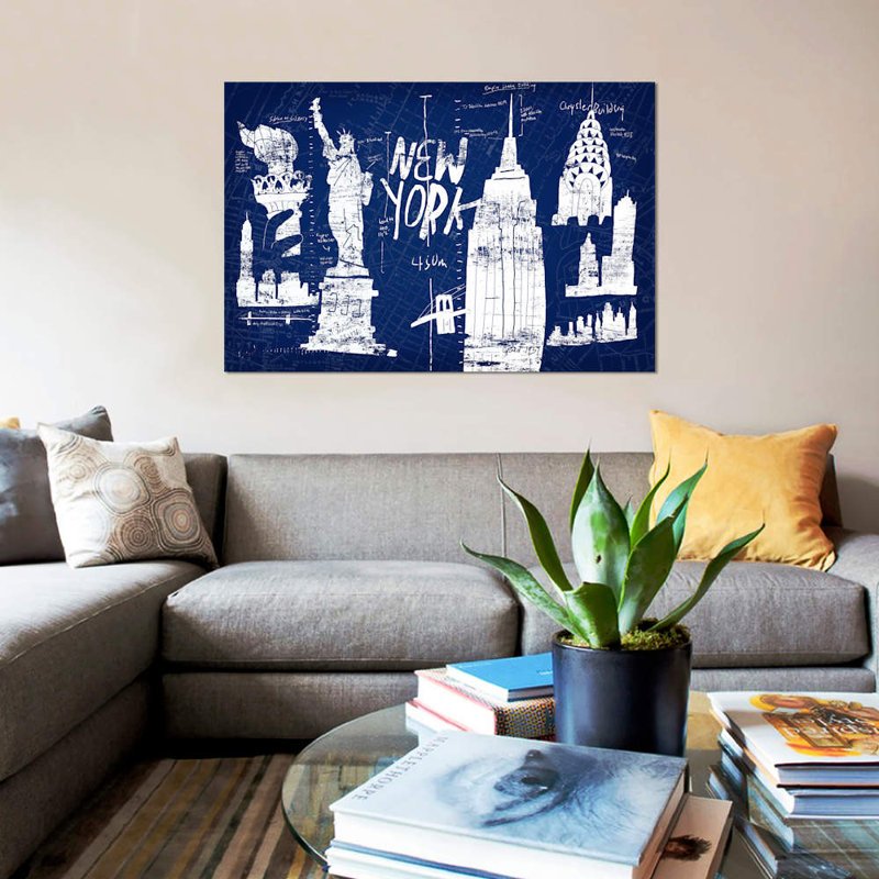 «New York Blue», reproduction sur toile, H 26 po x l 40 po x P 1,5 po, Toile tendue, Pas de tapis