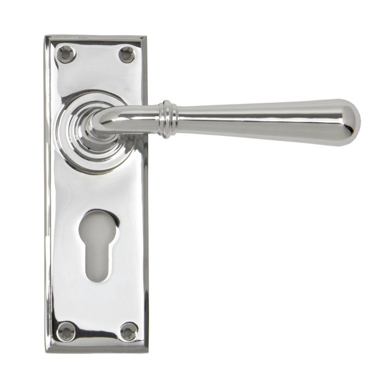 Newbury Lock Door Handle Kit, Polished Chrome