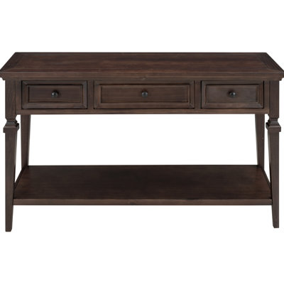 Console Table With Frame - Solid Pine Wood & , Easy To Assemble Classic Style () Three Drawers Construction