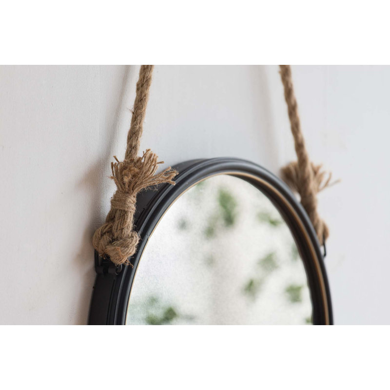 Handsome Cleveland Mirror With Rope Strap, 19.5" x 19.5"