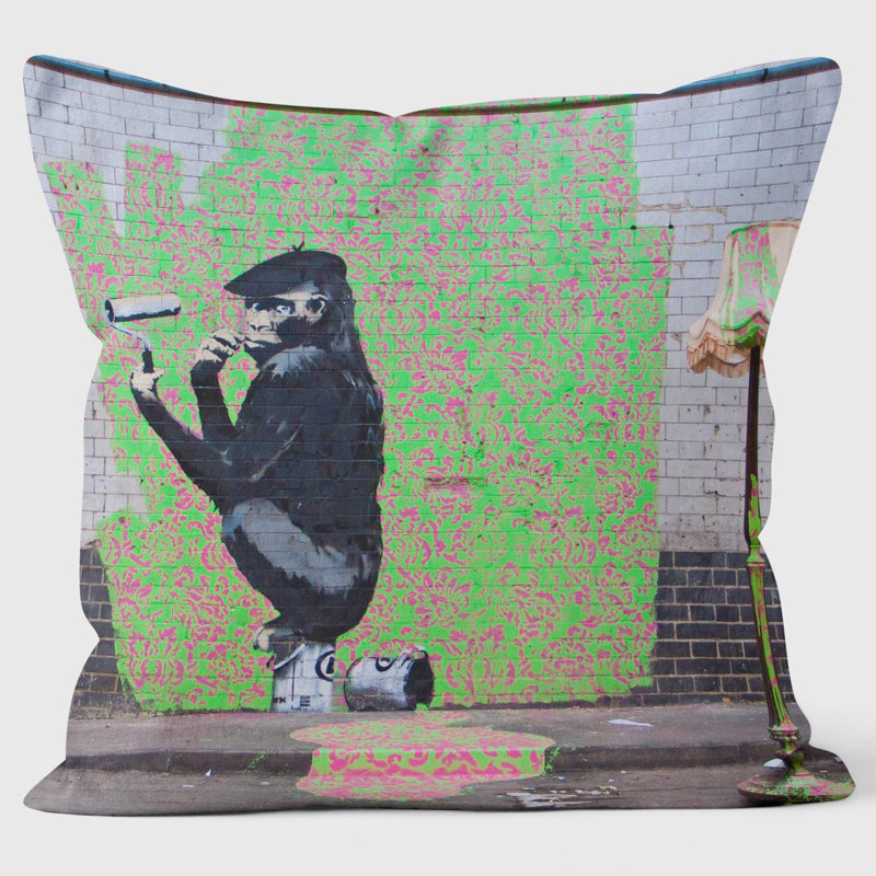 Painting Monkey Banksy Inspired - Graffiti Art Cushion