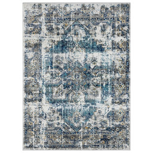 Boho Vintage Floral Ivory 8x10 Area Rug