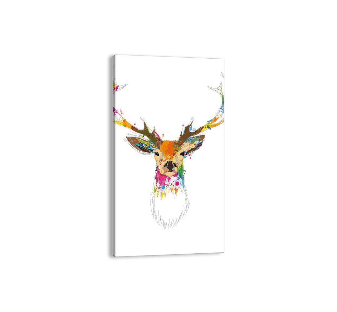 Leinwandbild - Grafikdruck „Gentle Deer Bathed in Colour”