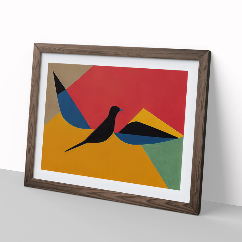 Dove Bird Abstract Vol.3 - Single Picture Frame Painting, 34cm H x 46cm W x 2cm D, Walnut