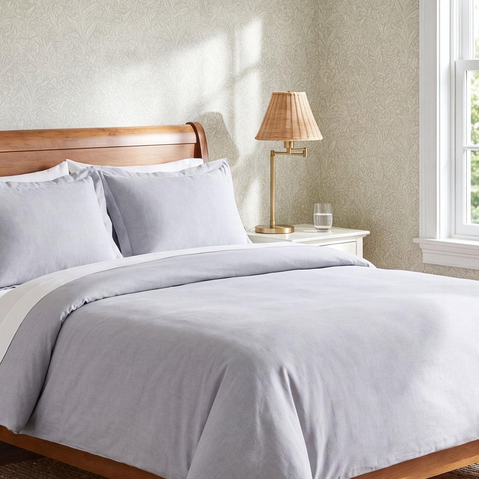 Jeffen Linen Duvet Cover Set, King / Cal King Duvet Cover + 2 King Shams, Stormy Blue