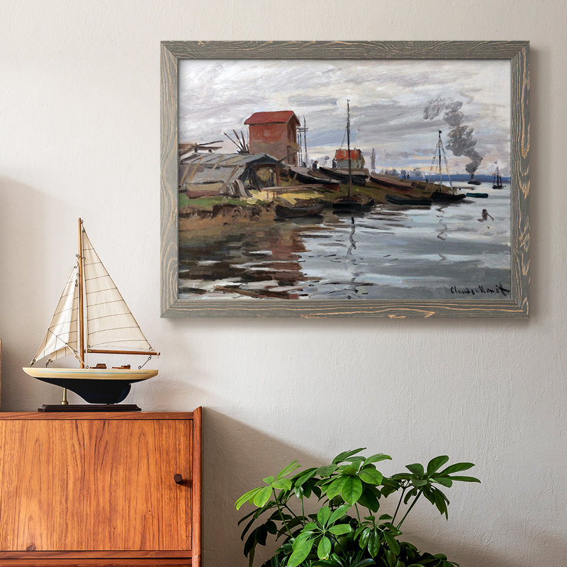 " The Seine At Petit ", Gray, 18" H x 26" W x 1.5" D