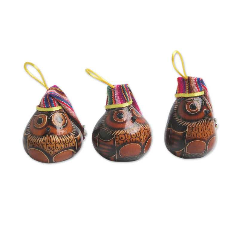 Ornement en forme de chapeau de owls séché mate gourde
