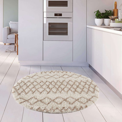 Moroccan Shaggy Collection Rugs Moroccan Design in Ivory/Beige