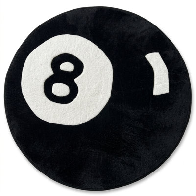 30-Inch Round Non-Slip 8-Ball Pool Pattern Play Mat – Soft Kids & Baby Rug for Playrooms & Classrooms