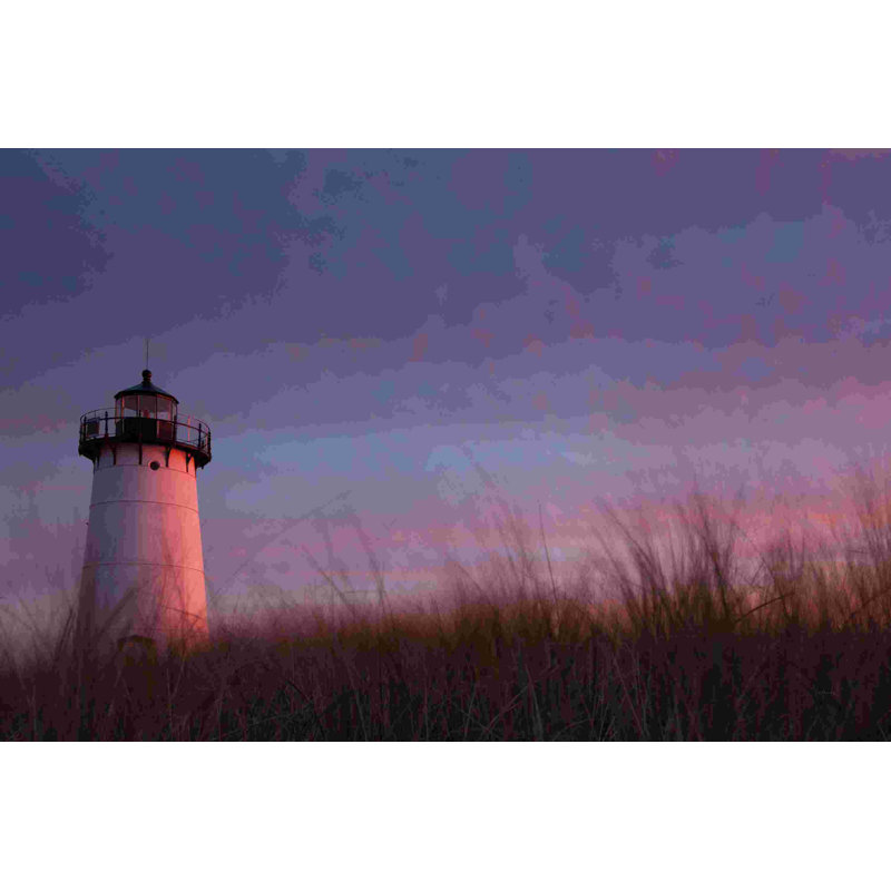Phare au coucher du soleil par Aledanda - peinture sur toile tendue, H 20 po x l 30 po, Non, Cadre flottant noir