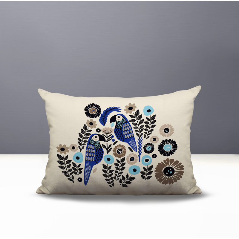 Coussin lombaire réversible intérieur / extérieur Pipo Parrot, Marine, Rectangulaire H 14 po x l 20 po