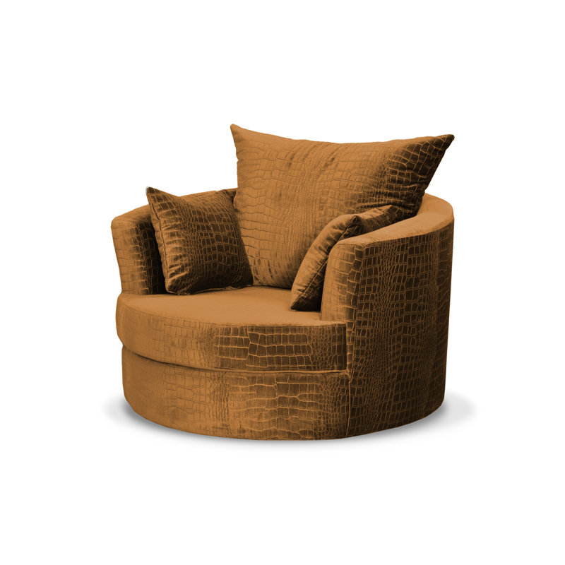 Upholstered Swivel Armchair, Light Brown