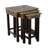 Bird of Paradise Artisan Crafted Tooled Leather Wood Side Table (Set of 3)