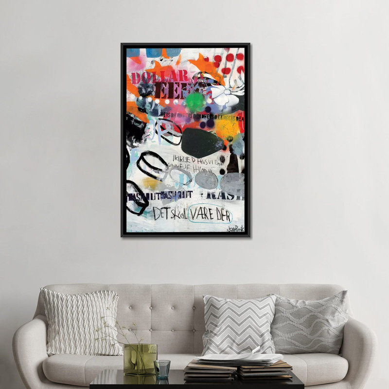« discs » par sean punk, impression sur toile, H 26 po x l 18 po x P 1,5 po, Toile avec cadre noir, Pas de tapis