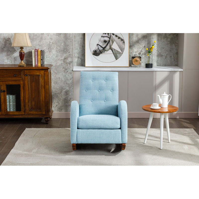 Fauteuil berçant à haut dossier, Bleu clair