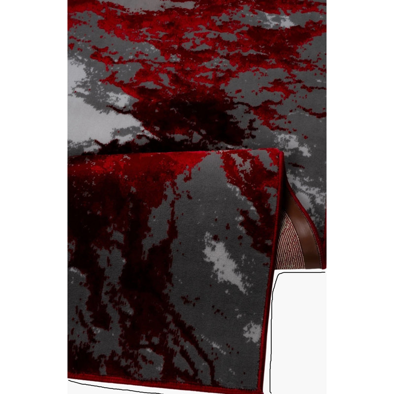 Abstract and Marble Flokati, Red, Rectangle 80 x 150 cm
