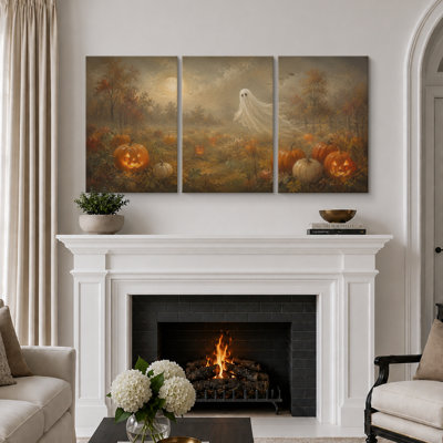 Art rétro de citrouille d'Halloween, images de hall d'entrée, impression sur toile encadrée, 2 pièces, 16 po x 24 po x 2 pièces