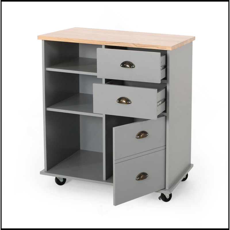 Kitchen Cart With 2 Drawers+1 Door, Gray