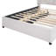 Lit plateforme tapissier pleine grandeur avec tête de lit à motif brique, avec lit gigogne simple et 2 tiroirs, tissu en lin, beige-299291182-299291180