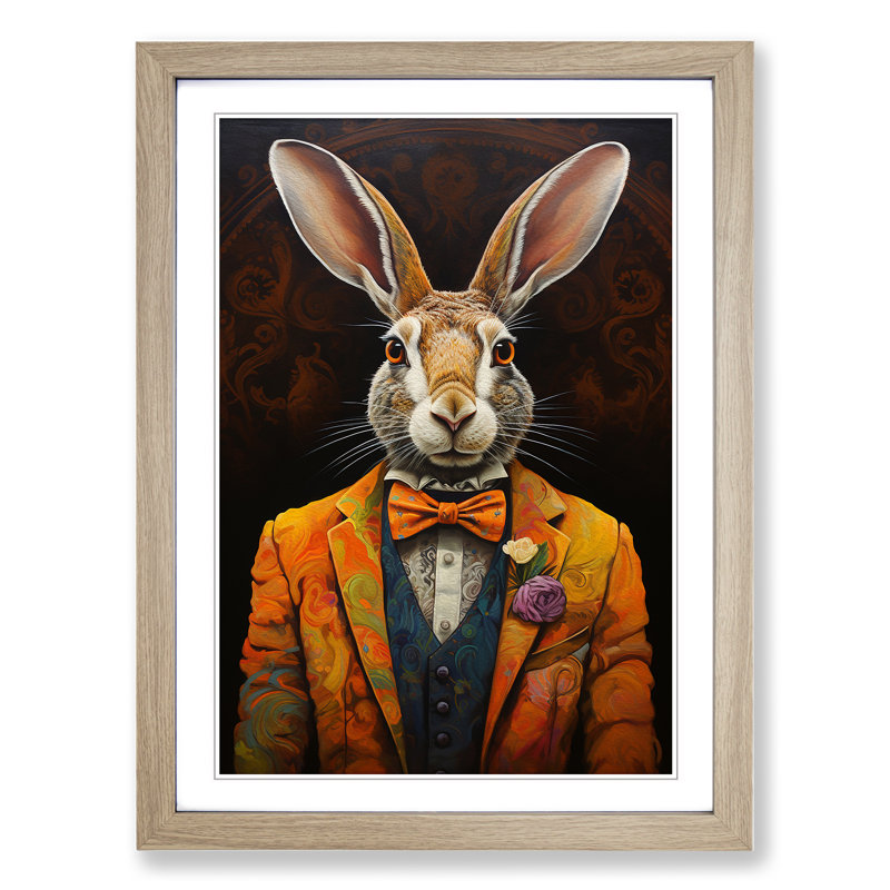 Hare Contemporary Framed Print, Oak Framed, 64cm H x 46cm W x 2cm D