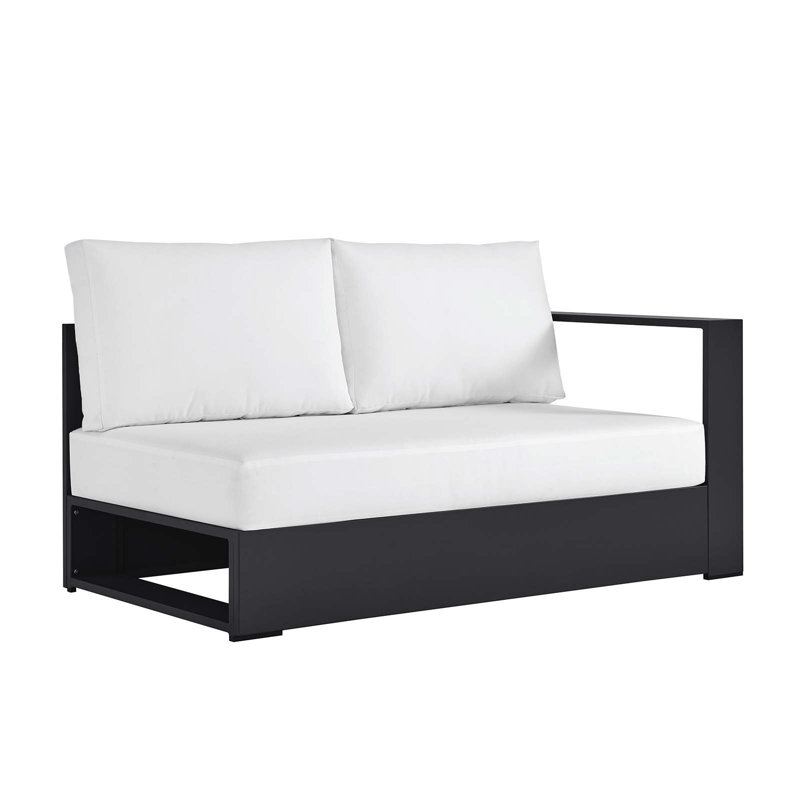 Modway Tahoe Outdoor Patio Powder-Coated Aluminum Modular Left-Facing Loveseat, White, Right Hand Facing