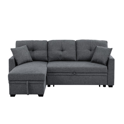 3 - Seat Gray Modular Sleeper With Hidden Storage, Convertible, Design For A Contemporary Living Space Sectional, Convertible Design, Supportive Cushions