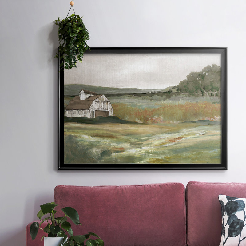 " Afternoon On The Farm ", 18" H x 26" W x 1.5" D, Black Floater Framed Canvas