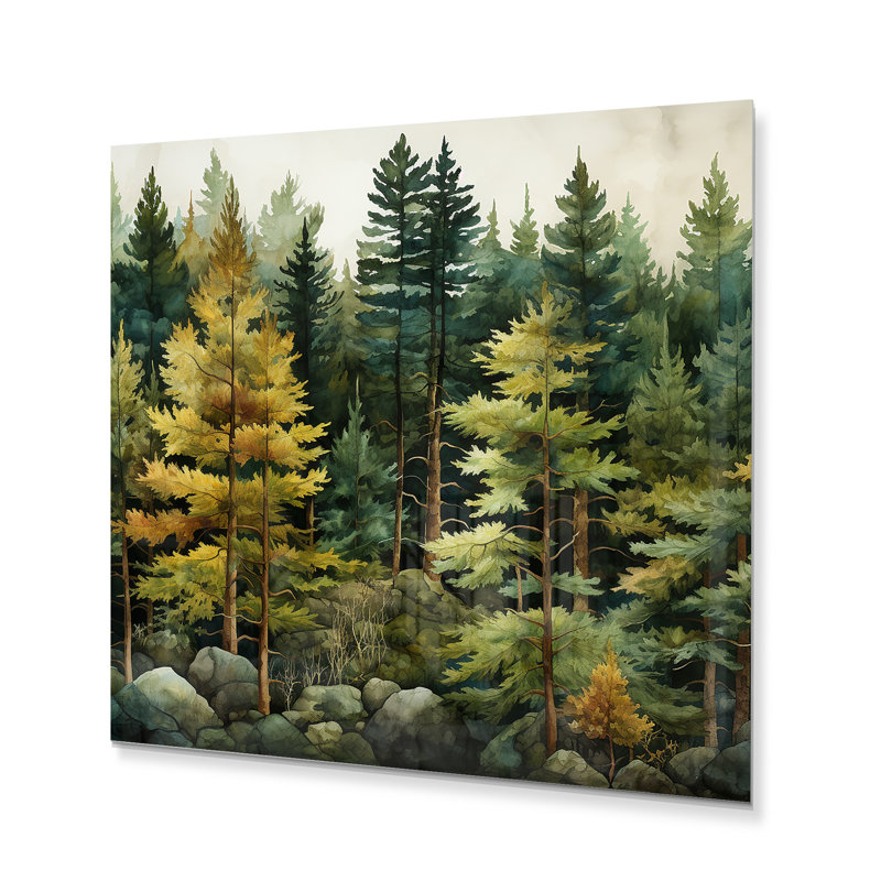 Pine Tree Symphony I - impression sur métal, H 23 po x l 23 po x P 1 po