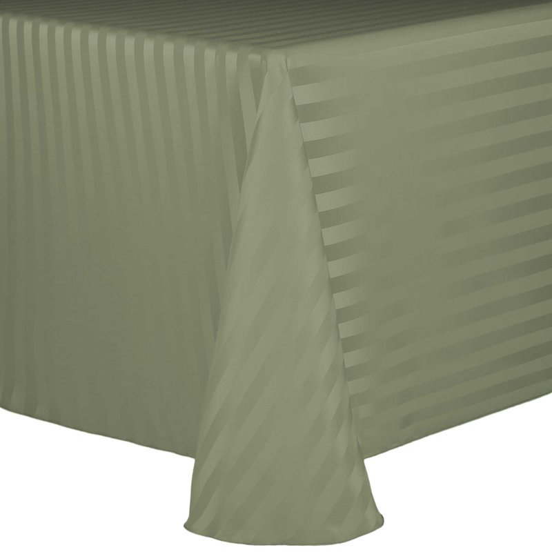 Ultimate Textile Satin Stripe Rectangular Tablecloth, 132" x 108", Army Green, 15