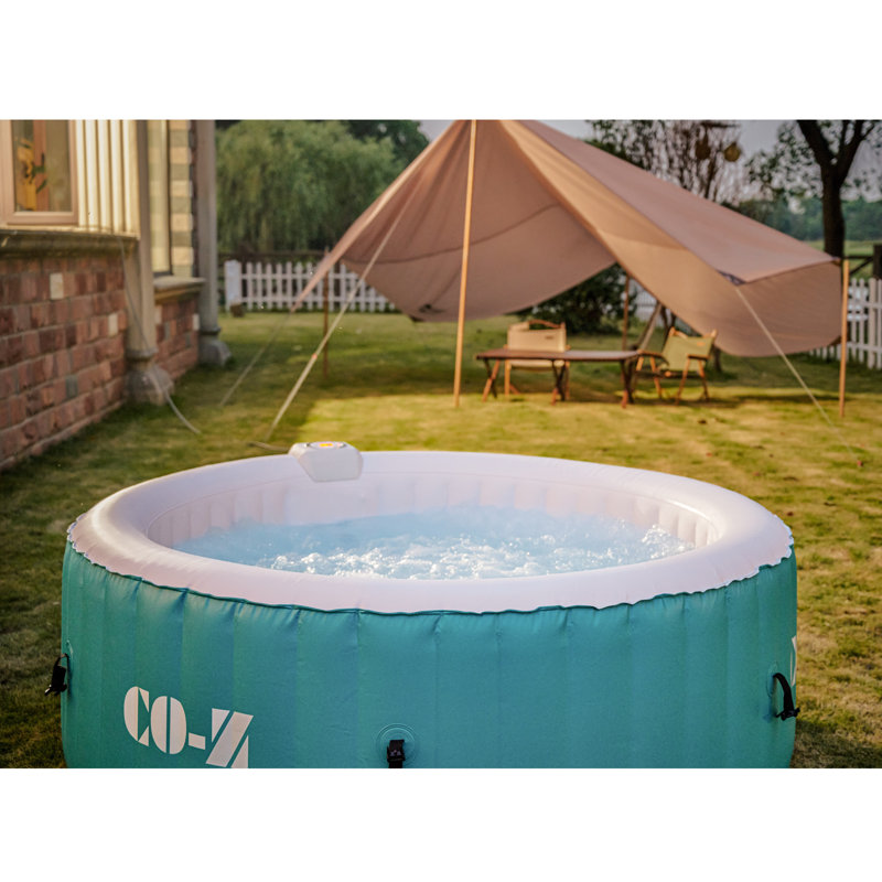 Teal Vinyl Inflatable Round Hot Tub with 120 Jets