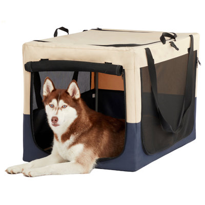Dog Crates For  Dogs, Adjustable Fabric Cover By Spiral Iron Pipe, Strengthen Sewing Dog Travel Crate 3 Door Design