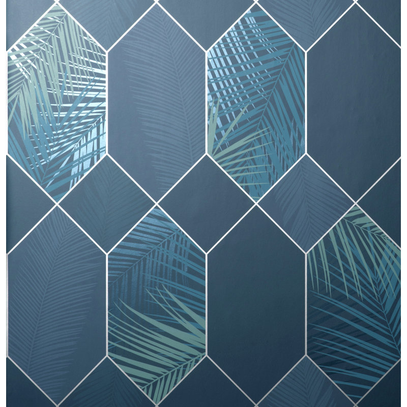 Miami Tropical Geo Wallpaper, Navy