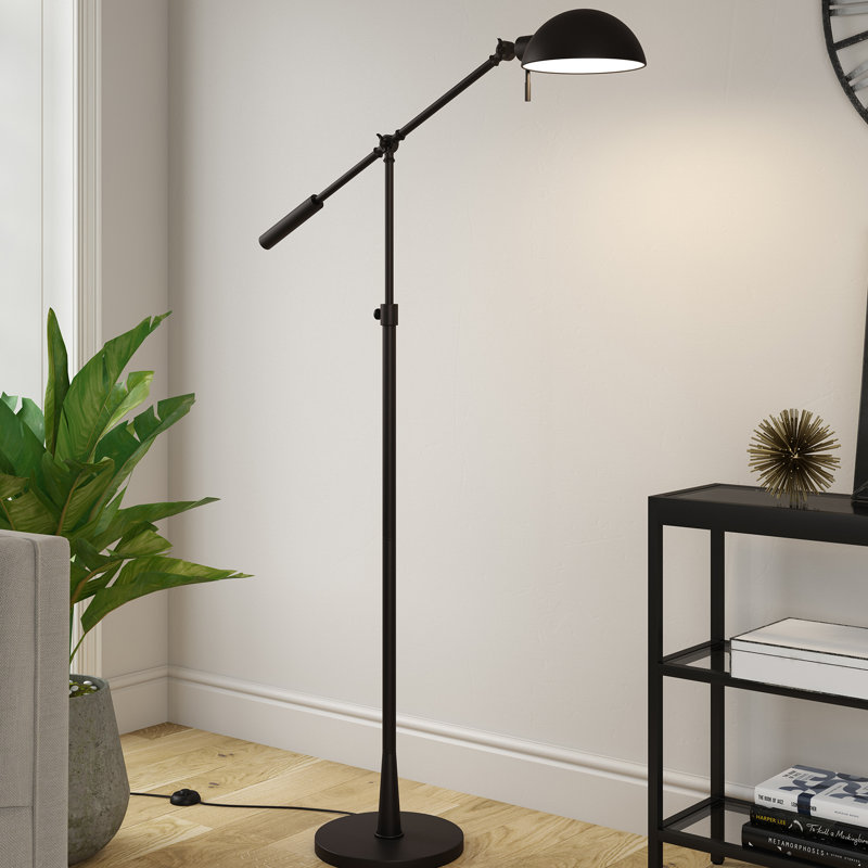 Lampe de lecture sur pied 61 po Shraga, Noir, Noir