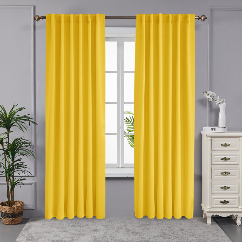 Taburao Back Tab 42 Width Curtains Panel Pair, 42" W x 84" L, Yellow