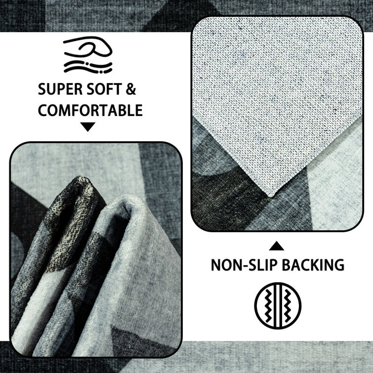 Tapis antidérapant lavable à motif géométrique abstrait