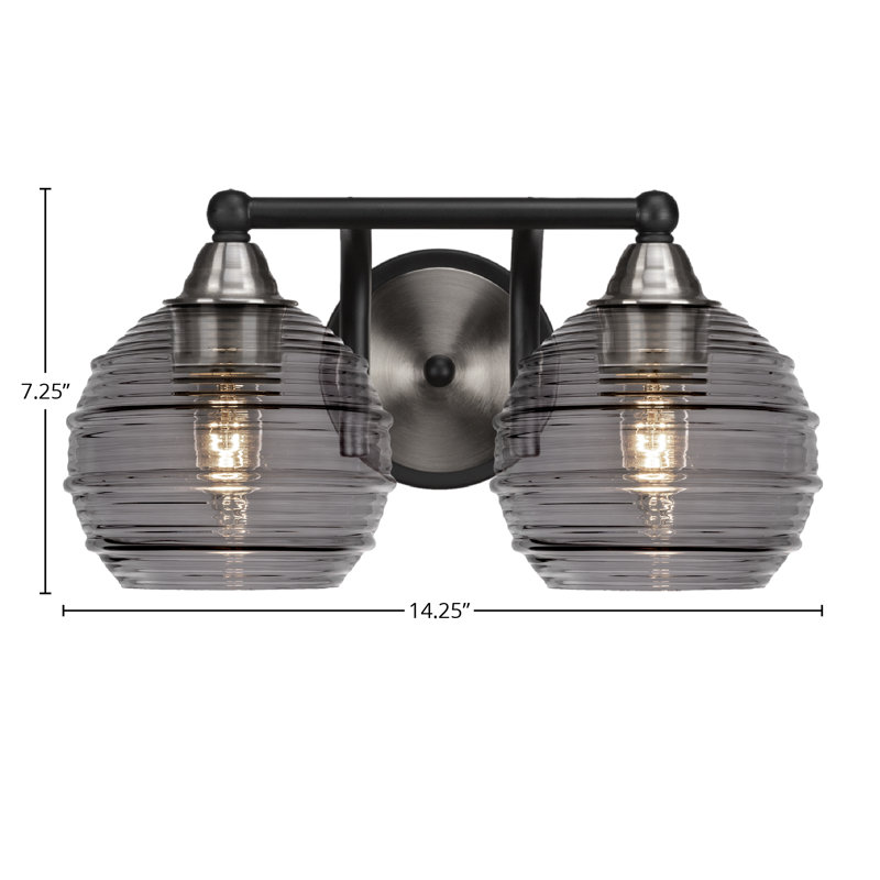 Michell 2-Light Bath Bar, Matte Black/Brushed Nickel, Smoke