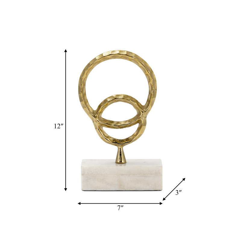 Aluminum Metal Sculpture with Abstract Rings Design in Glam Style - Contemporary Decorative Accent for Modern Spaces.