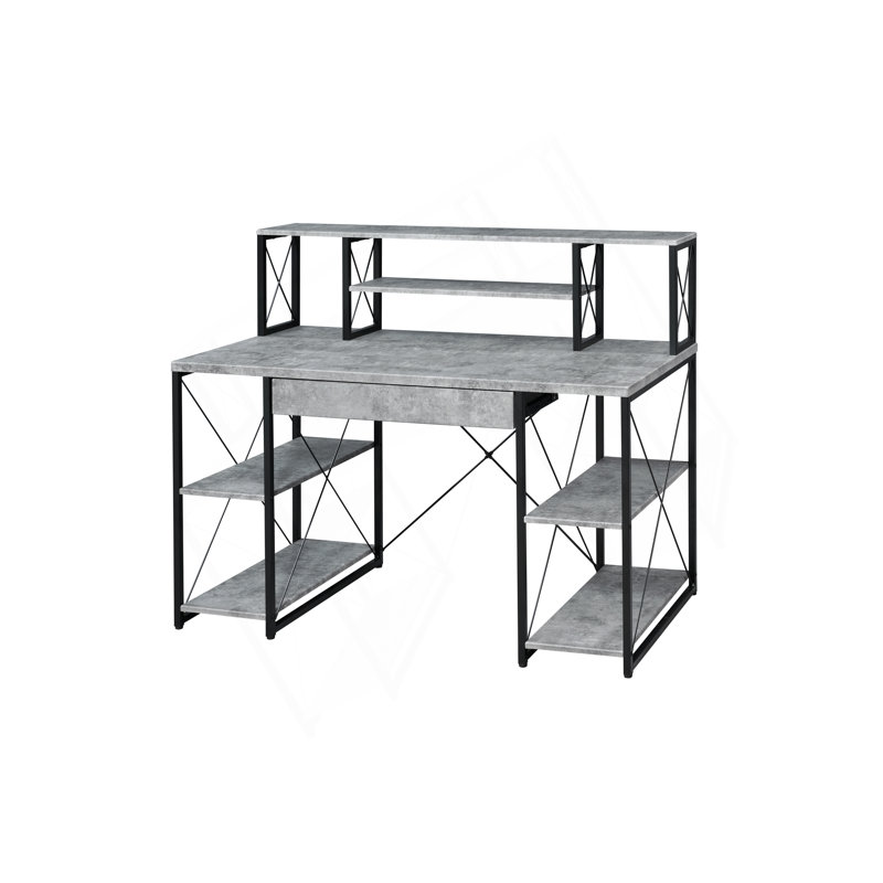 Bureau d'écriture polyvalent et moderne avec une construction robuste et beaucoup de rangement, Gris