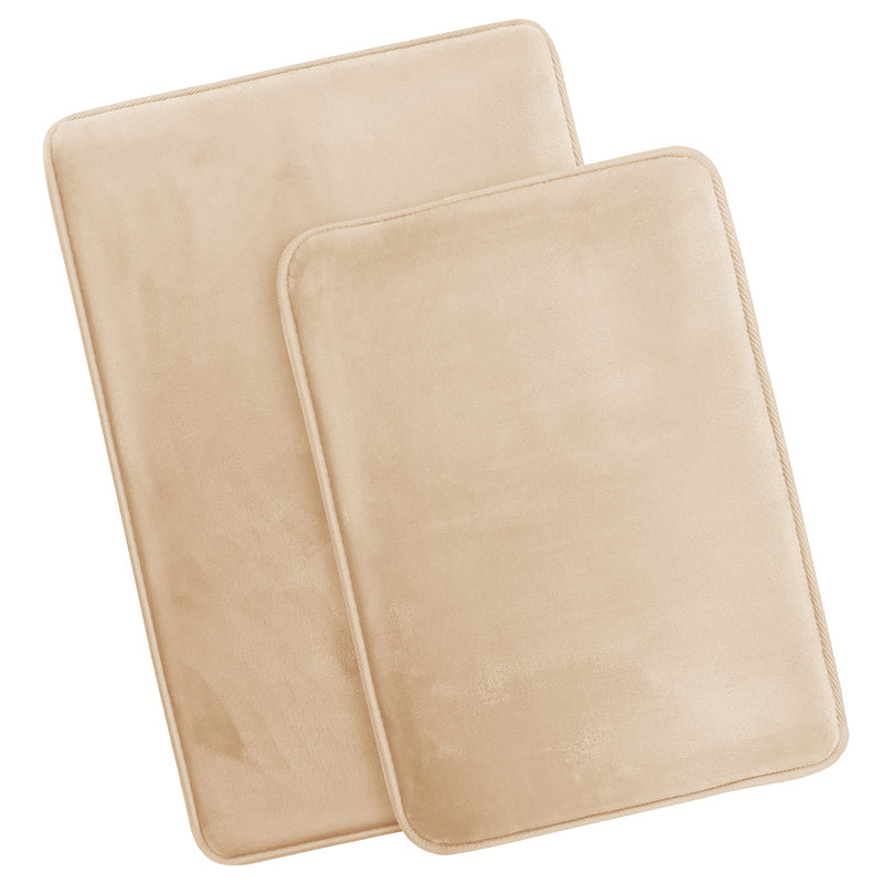 Steph Luxury Ultra Soft and Absorbent Memory Foam Bath Rug Set with Non-Slip Backing, Small: 17"W x 24"L / Large: 20"W x 34"L