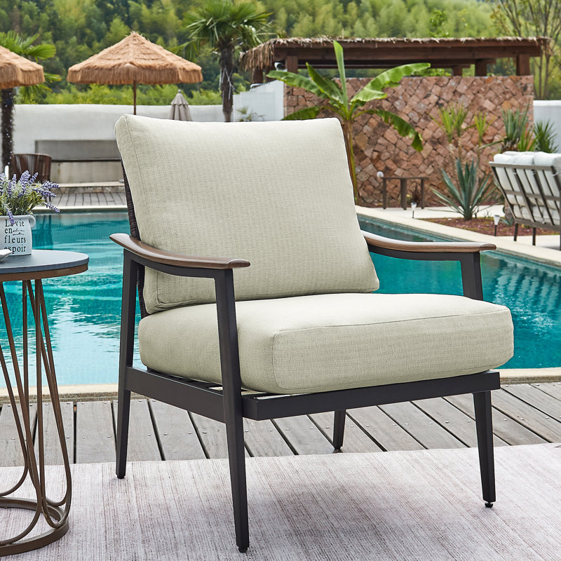 Alilet Powder Coated Steel Outdoor Lounge Chair, No