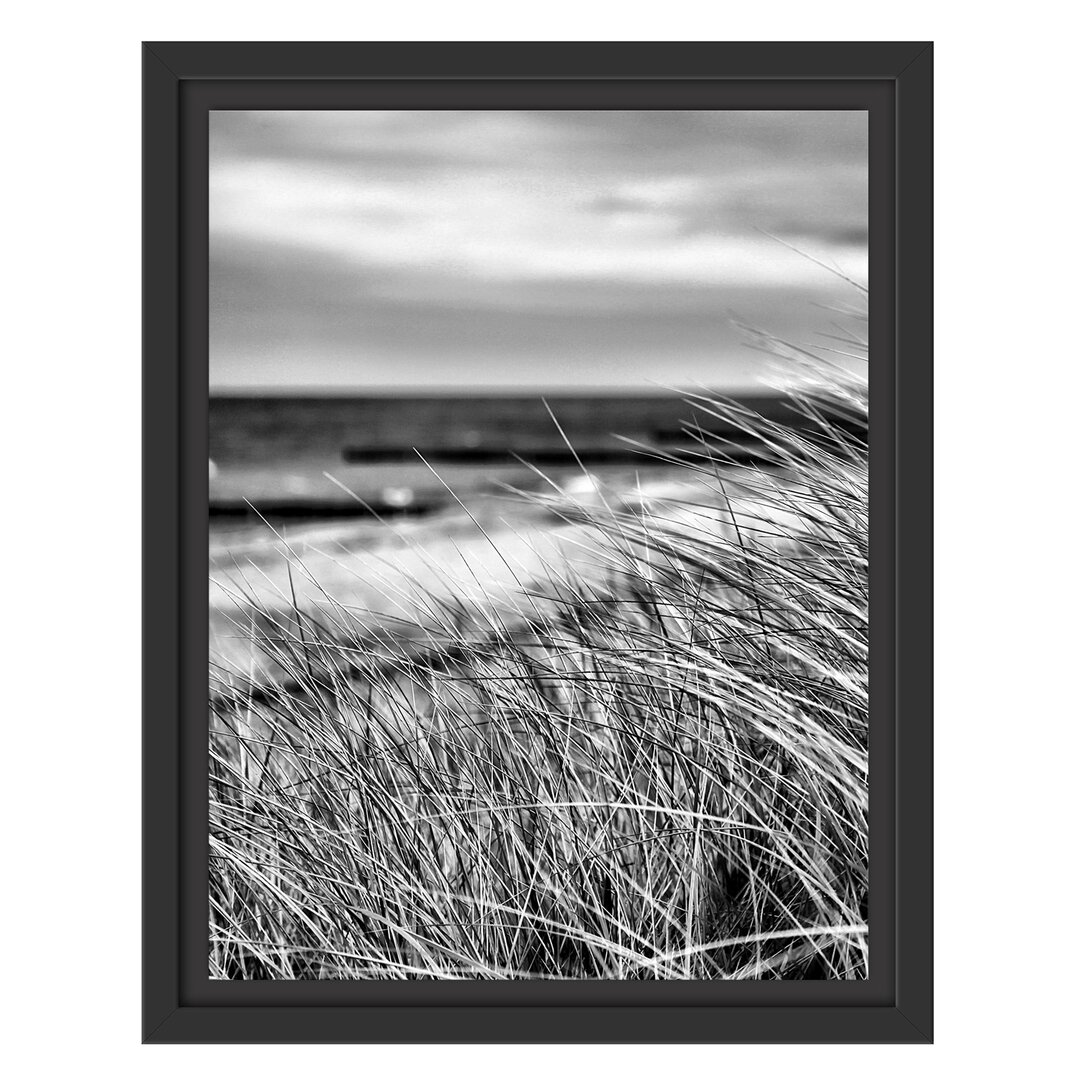 Gerahmtes Wandbild Sanddünen mit Schilfgras am Meer